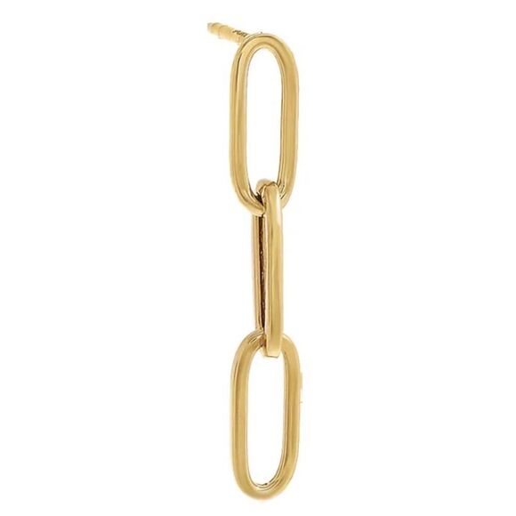 14k real gold Paperclip Dangle earrings stud earrings | made in Los Angeles | - Picture 3 of 7